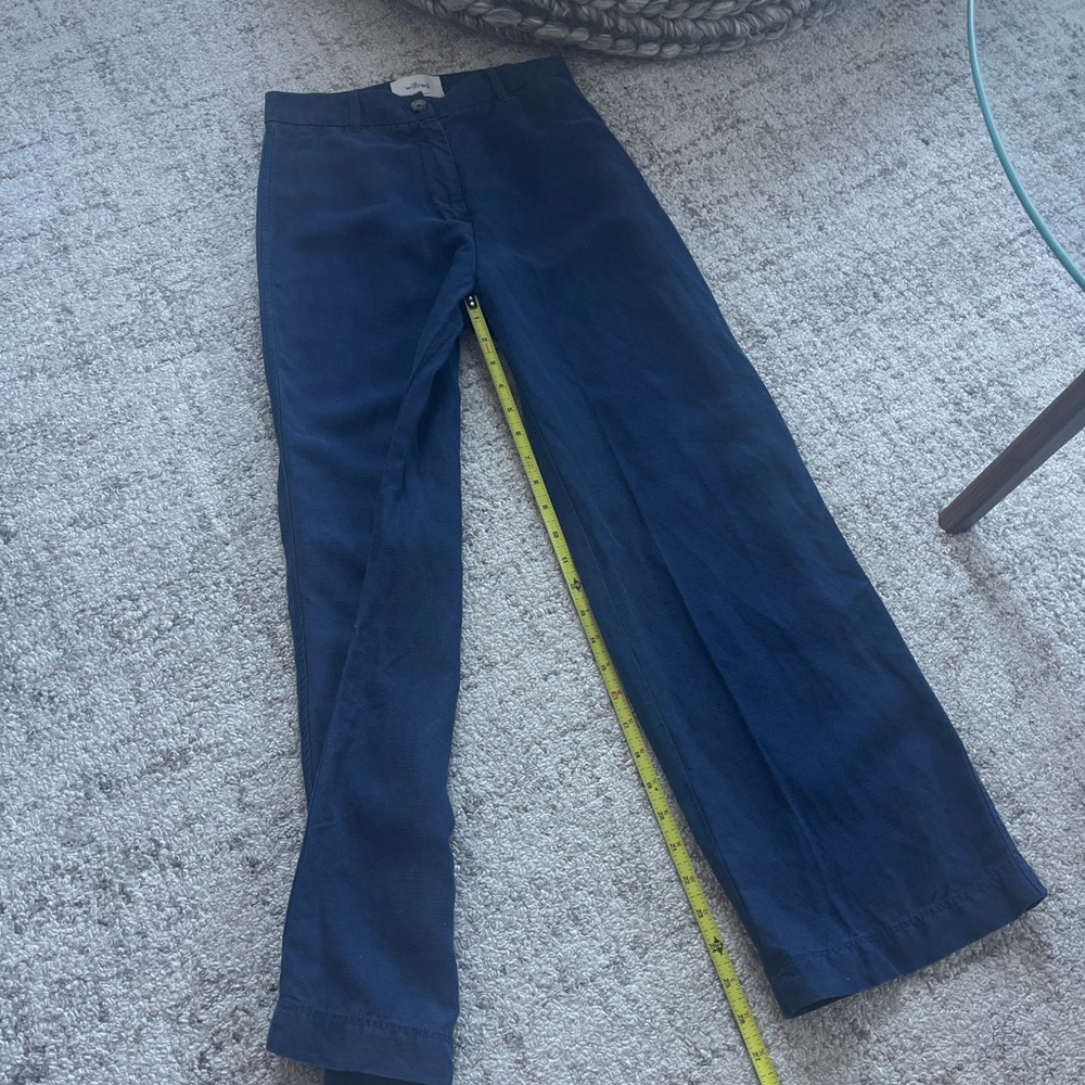 Aritzia Wilfred Linen Navy Blue Casual Garment Preppy Neutral Pants Sz 2 - Picture 8 of 14